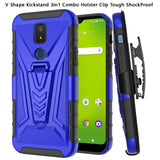 For Cricket Icon 3 (2021) Combo 3 in 1 Rugged Swivel Belt Clip Holster Heavy Duty Tuff Hybrid Armor Rubber TPU with Kickstand Stand  Phone Case Cover