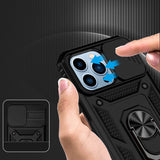 For Samsung Galaxy S22 Ultra Hybrid Case with Stand, Camera Lens Protection & 360° Rotate Ring, Shockproof, Soft Bumper Burgundy Phone Case Cover