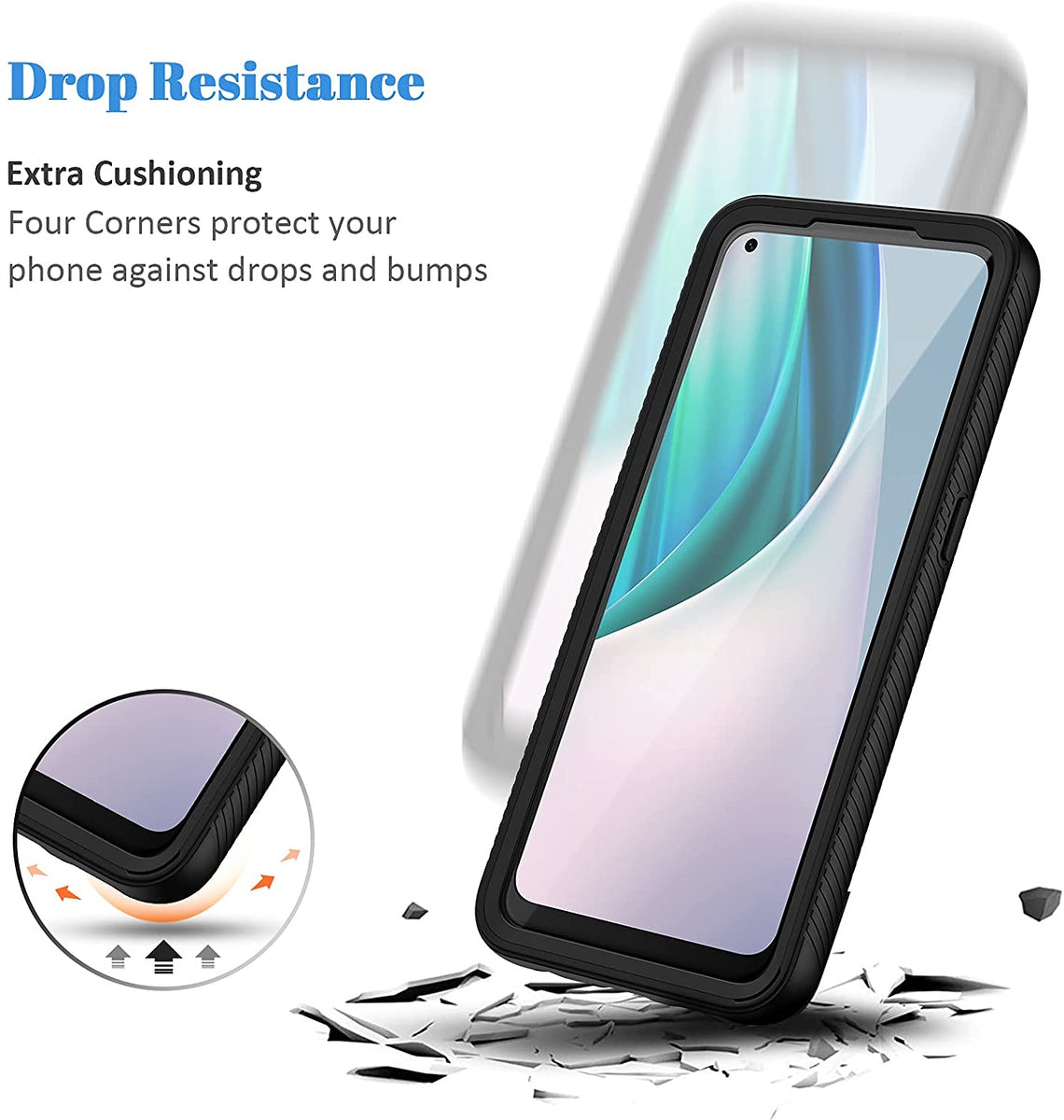 For Samsung Galaxy A23 5G Frame Armor Slim Hybrid Double Layer Hard PC + TPU Transparent Back Rugged Shockproof Clear / Black Phone Case Cover