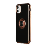 For Apple iPhone 11 (6.1") Slim Hybrid Metal Finger Ring Stand Electroplated Edges TPU Frame Shock-Absorption Bumper  Phone Case Cover