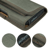 For Samsung Galaxy S21+ Plus Universal Horizontal Cell Phone Case Nylon Holster Carrying Pouch with Belt Clip and 2 Card Slots fit Large Devices 6.3" [Midnight Green]