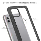 For T-Mobile Revvl 6 5G Hybrid Crystal Clear Transparent Shock-Absorption Bumper with TPU + Hard PC Back Frame Black Phone Case Cover