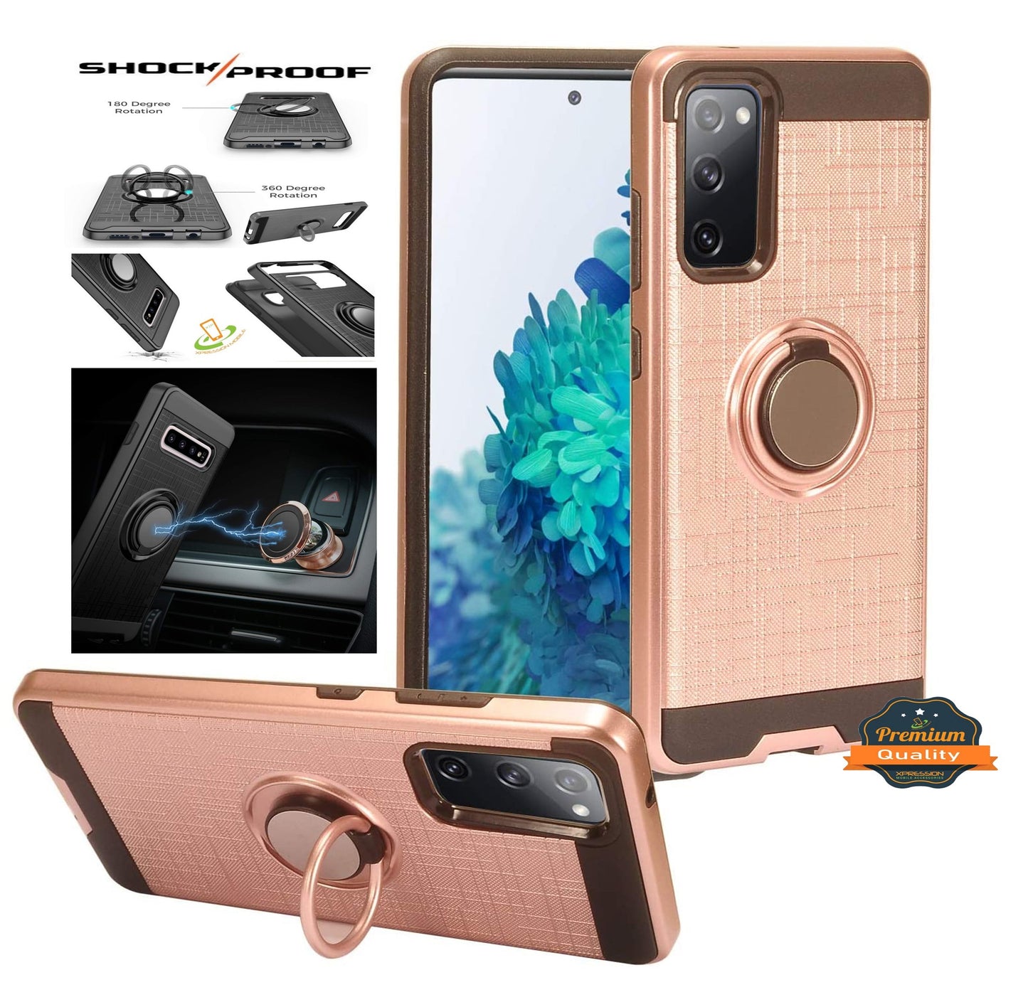 For Samsung Galaxy S22 Ultra Hybrid 360° Ring Armor Shockproof Dual Layers 2in1 with Ring Stand for Magnetic Car Mount  Phone Case Cover