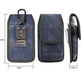 For Nokia C200 Universal Vertical Fabric Case Holster with 2 Card Slots, Pen Holder, Belt Clip Loop & Hook Carrying Phone Pouch [Denim Blue]