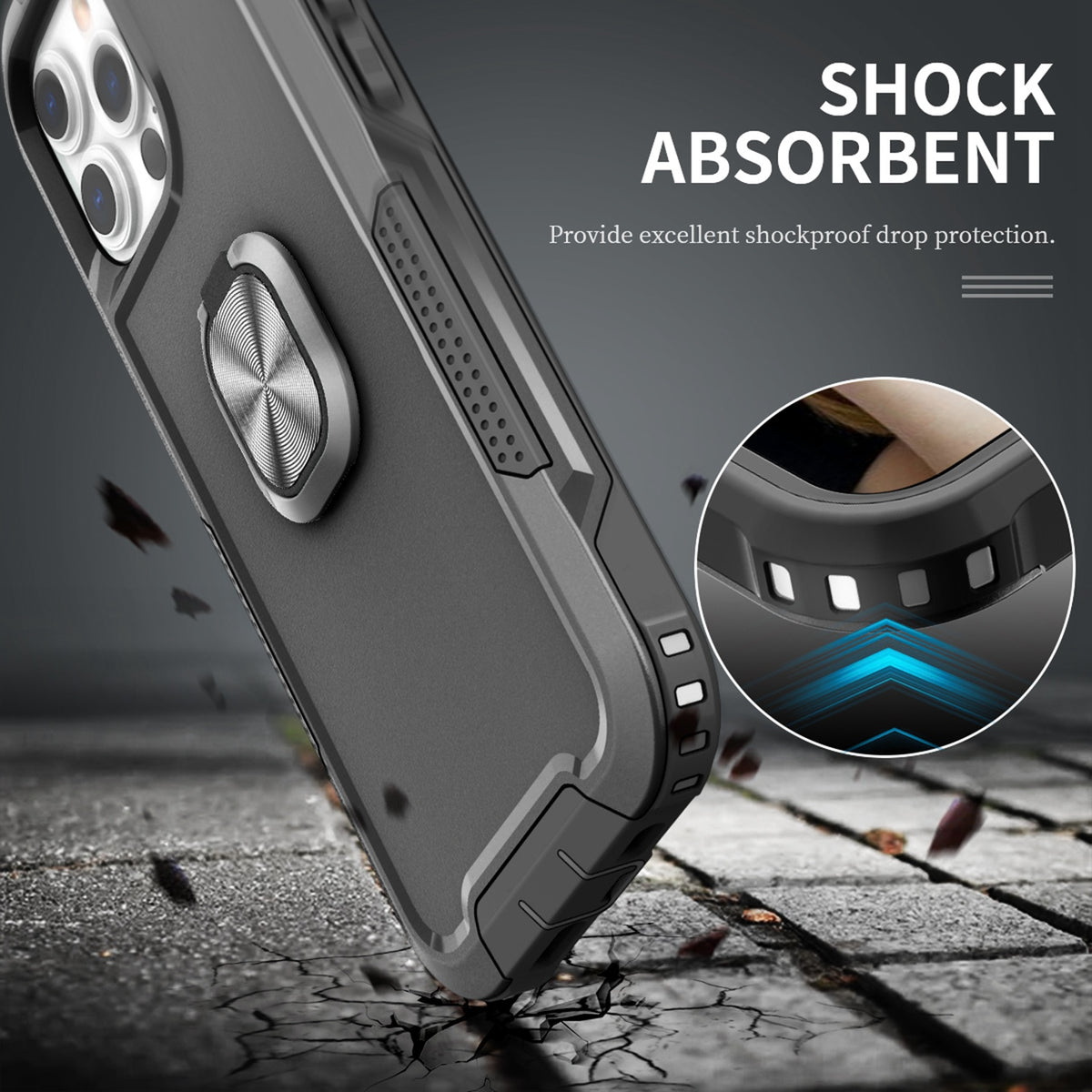 For Apple iPhone 14 (6.1") Heavy Duty 3in1 Magnetic Ring Kickstand Hybrid Shockproof Military-Grade Drop Protection  Phone Case Cover
