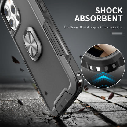 For Apple iPhone 14 (6.1") Heavy Duty 3in1 Magnetic Ring Kickstand Hybrid Shockproof Military-Grade Drop Protection  Phone Case Cover