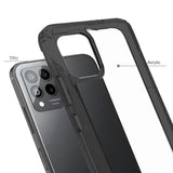For T-Mobile Revvl 6 Pro 5G Hybrid Crystal Clear Transparent Shock-Absorption Bumper with TPU + Hard PC Back Frame Black Phone Case Cover