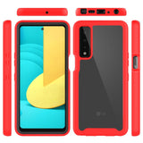For Motorola Moto One 5G, Moto G 5G Plus, Moto One Lite Clear Dual Layer Tuff Rugged Bumper Frame Heavy Duty Hybrid Shockproof Rubber TPU Full Body Defender Red Phone Case Cover
