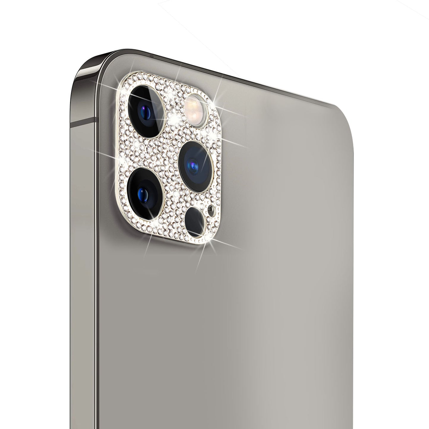 For Apple iPhone 14 Pro (6.1") Camera Lens Zinc Alloy With Diamond Bling Glitter Lens Protective Camera Decoration Silver