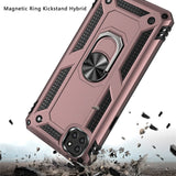 For Samsung Galaxy A22 5G Armor Hybrid Durable 360 Degree Rotatable Ring Stand Holder Kickstand 2in1 Fit Magnetic Car Mount Rose Gold Phone Case Cover