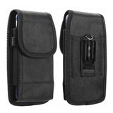 For Nokia C200 Nylon Canvas Fabric Waist Belt Holster Vertical Pouch Holds Large Phone Works with Thick Cases Universal Cover [Black]