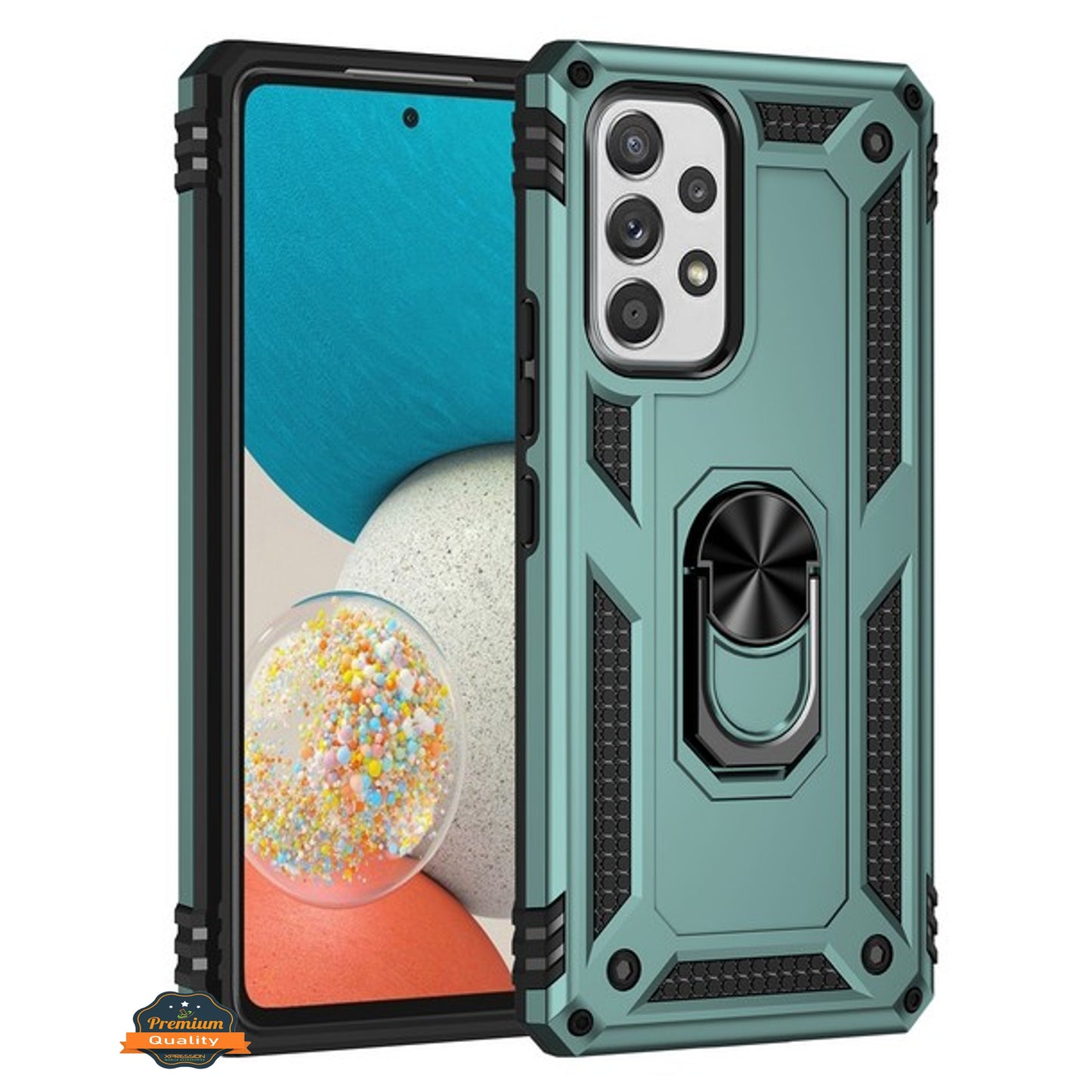 For Samsung Galaxy A03S Shockproof Tuff Hybrid Dual Layer PC TPU with 360° Ring Stand Metal Kickstand Heavy Duty Shell  Phone Case Cover