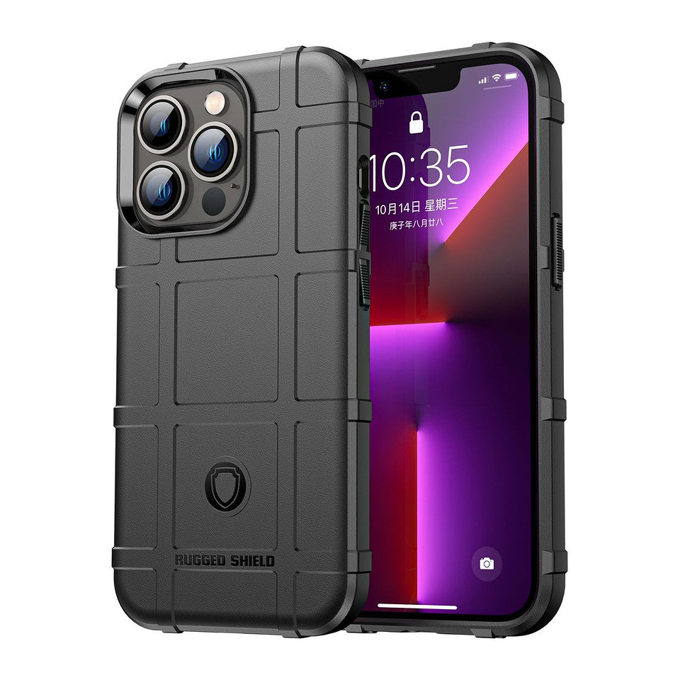 For Google Pixel 7 Pro Rugged Shield Hybrid TPU 3.2mm Thick Rough Armor Tactical Matte Grip Silicone Texture Anti-Drop Black Phone Case Cover