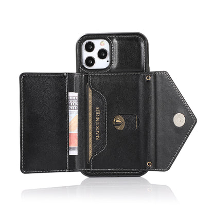 For Apple iPhone 14 /Plus Pro Max Wallet Case Credit Card ID Money Holder Lanyard Neck Strap Flip PU Leather  Phone Case Cover