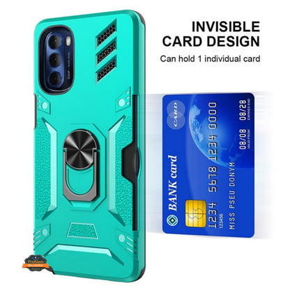 For Motorola Moto G Stylus 5G 2022 Invisible Wallet Credit Card ID Holder with Ring Stand Kickstand Slim Shockproof Hybrid  Phone Case Cover
