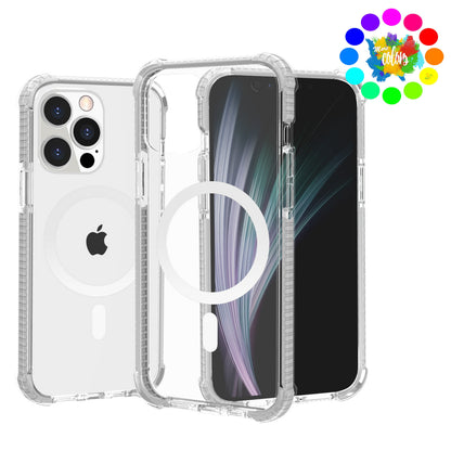 For Apple iPhone 14 Plus (6.7") Hybrid Acrylic Transparent Hard PC + TPU Color Frame Bumper Compatible with MagSafe  Phone Case Cover