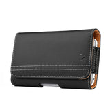 For Nokia C200 Horizontal Universal Carry Pouch Cell Phone Case PU Leather Holster Belt Clip Loop Card Slot & Magnetic Closure [Black]