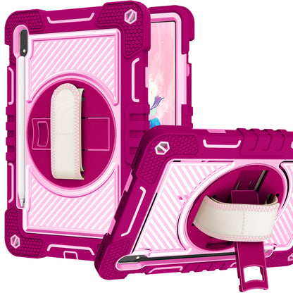 Case for Samsung Galaxy Tab A8 10.5 inch (2022) Hybrid 3in1 Multi-Functional Tablet Case with Hand, Shoulder Strap, Pencil & Stand Holder Rose Pink Tablet Cover