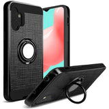For Apple iPhone 13 (6.1") Hybrid Ring Stand Brushed with 360 Rotating Ring Magnetic Bracket Dual Layer TPU Armor Texture Rugged  Phone Case Cover