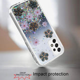 For Samsung Galaxy A53 5G Floral Stylish Design Glitter Shiny Hybrid Rubber TPU Hard PC Shockproof Armor Slim Fit  Phone Case Cover
