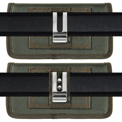 For Samsung Galaxy S21+ Plus Universal Horizontal Cell Phone Case Nylon Holster Carrying Pouch with Belt Clip and 2 Card Slots fit Large Devices 6.3" [Midnight Green]