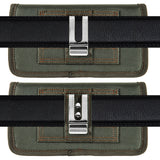For Samsung Galaxy S21 FE /S21 Fan Edition Universal Horizontal Cell Phone Case Nylon Holster Carrying Pouch with Belt Clip and 2 Card Slots fit Large Devices 6.3" [Midnight Green]
