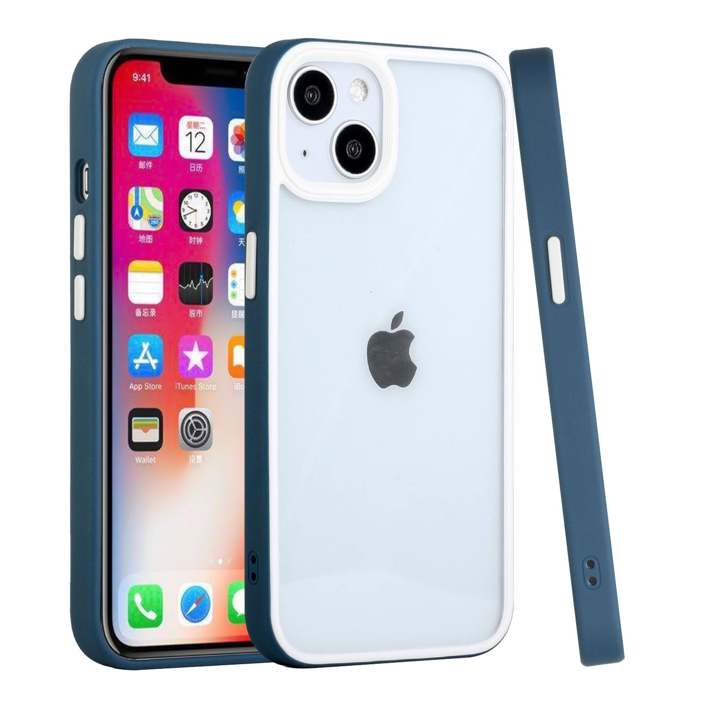 For Apple iPhone 14 /Plus Pro Max Hybrid Transparent Colored Frame Bumper Hard Back Shockproof Slim  Phone Case Cover