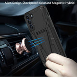 For Samsung Galaxy S22 Plus 22+ Heavy Duty Protection Hybrid Built-in Kickstand Rugged Shockproof Military Grade Dual Layer Black Phone Case Cover