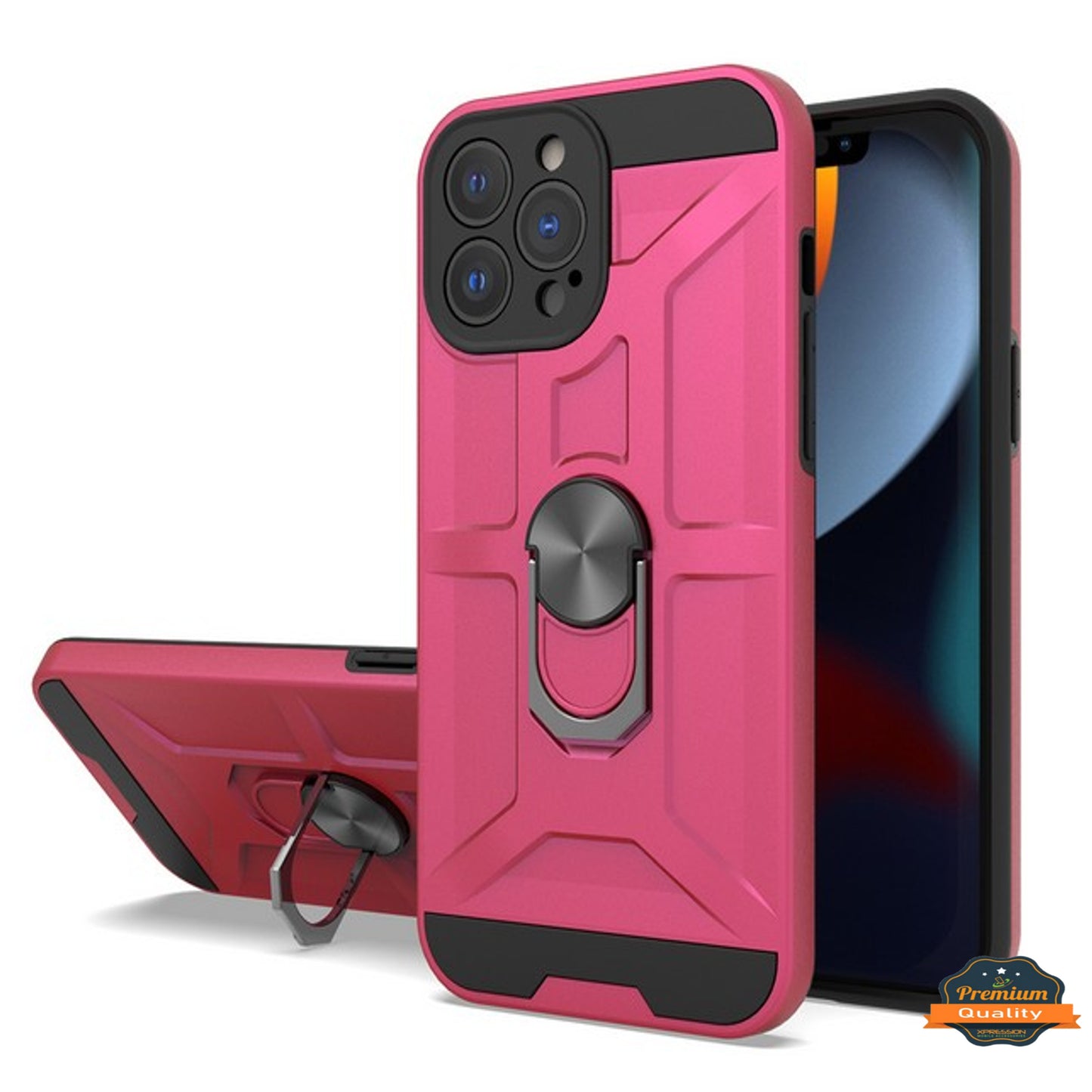 For Apple iPhone 14 Plus (6.7") Hybrid Ring Stand [360° Rotatable Ring Holder Magnetic Kickstand] Rubber TPU Shockproof  Phone Case Cover