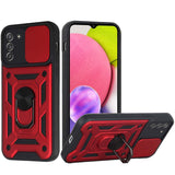 For Samsung Galaxy A03S Hybrid Cases with Slide Camera Lens Cover and Ring Holder Kickstand Rugged Dual Layer Heavy Duty  Phone Case Cover
