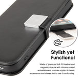 For Apple iPhone 11 (6.1") Leather Wallet Case with 6 Credit Card, Cash Slost and Lanyard Dual Flip Pouch Pocket Stand Black Phone Case Cover