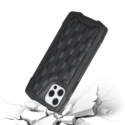 For Apple iPhone 13 (6.1") PU Leather Design Lines Hybrid PC Hard Shockproof Armor Shell Bumper Soft Rubber Protection  Phone Case Cover