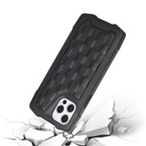 For Apple iPhone 13 (6.1") PU Leather Design Lines Hybrid PC Hard Shockproof Armor Shell Bumper Soft Rubber Protection  Phone Case Cover