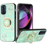 For Motorola Moto G 5G 2022 Diamond Bling Sparkly Glitter Ornaments Hybrid with Ring Kickstand Rugged Fashion  Phone Case Cover