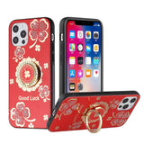 For OnePlus Nord N20 5G Diamond Bling Sparkly Glitter Ornaments Hybrid with Ring Kickstand Rugged Fashion Red Good Luck Floral Phone Case Cover