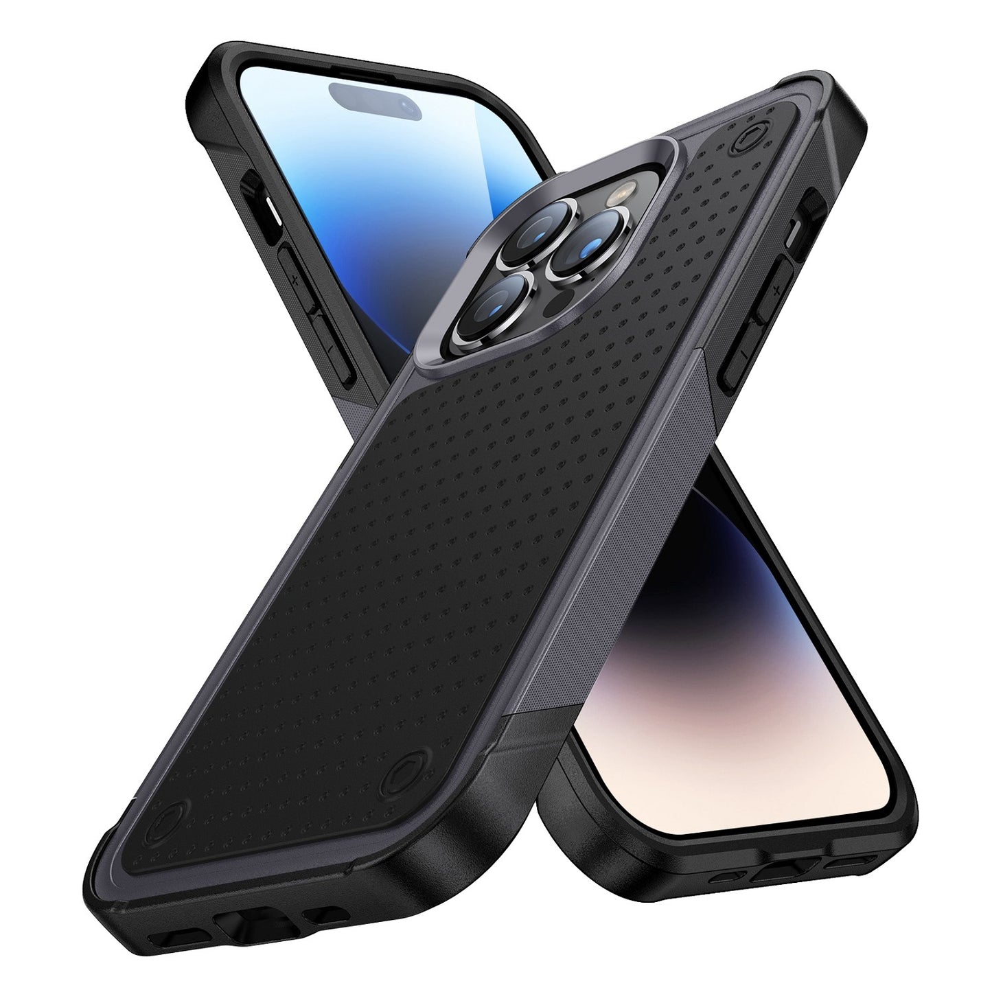 For Apple iPhone 14 /Plus Pro Max Heavy Duty Hybrid Armor Rubber TPU Hard Drop Proof Dot Rugged Tough Durable  Phone Case Cover