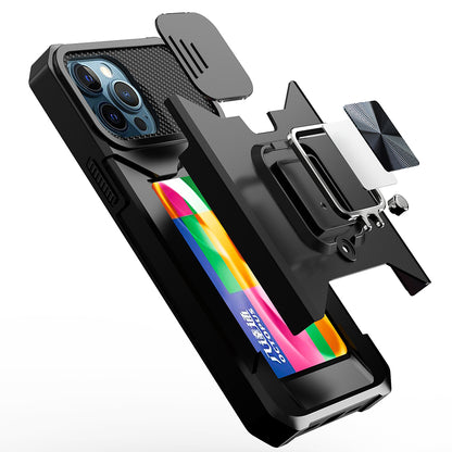 For Google Pixel 7/ 7 Pro Wallet Case with Ring Stand & Slide Camera Cover Credit Card Slot Holder, Military Grade Hard  Phone Case Cover