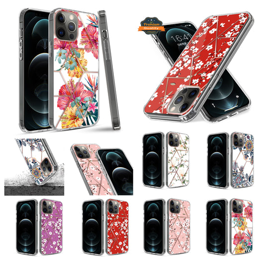 For Apple iPhone 14 Plus (6.7") Fashion Art Floral IMD Design Beautiful Flower Pattern Hybrid Protective Hard  Phone Case Cover
