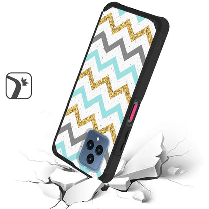 For Cricket Ovation 3 Graphic Design Pattern Hard PC TPU 2in1 Tough Strong Hybrid Shockproof Armor Frame  Phone Case Cover
