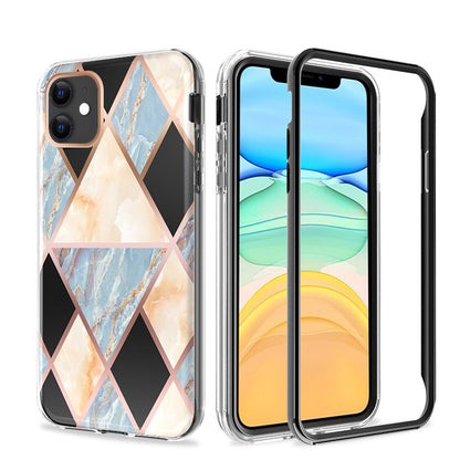 For Apple iPhone 14 Pro (6.1") Dual Layer Hybrid Shockproof Fashion Design IMD Electroplating 2in1 Hard Frame  Phone Case Cover