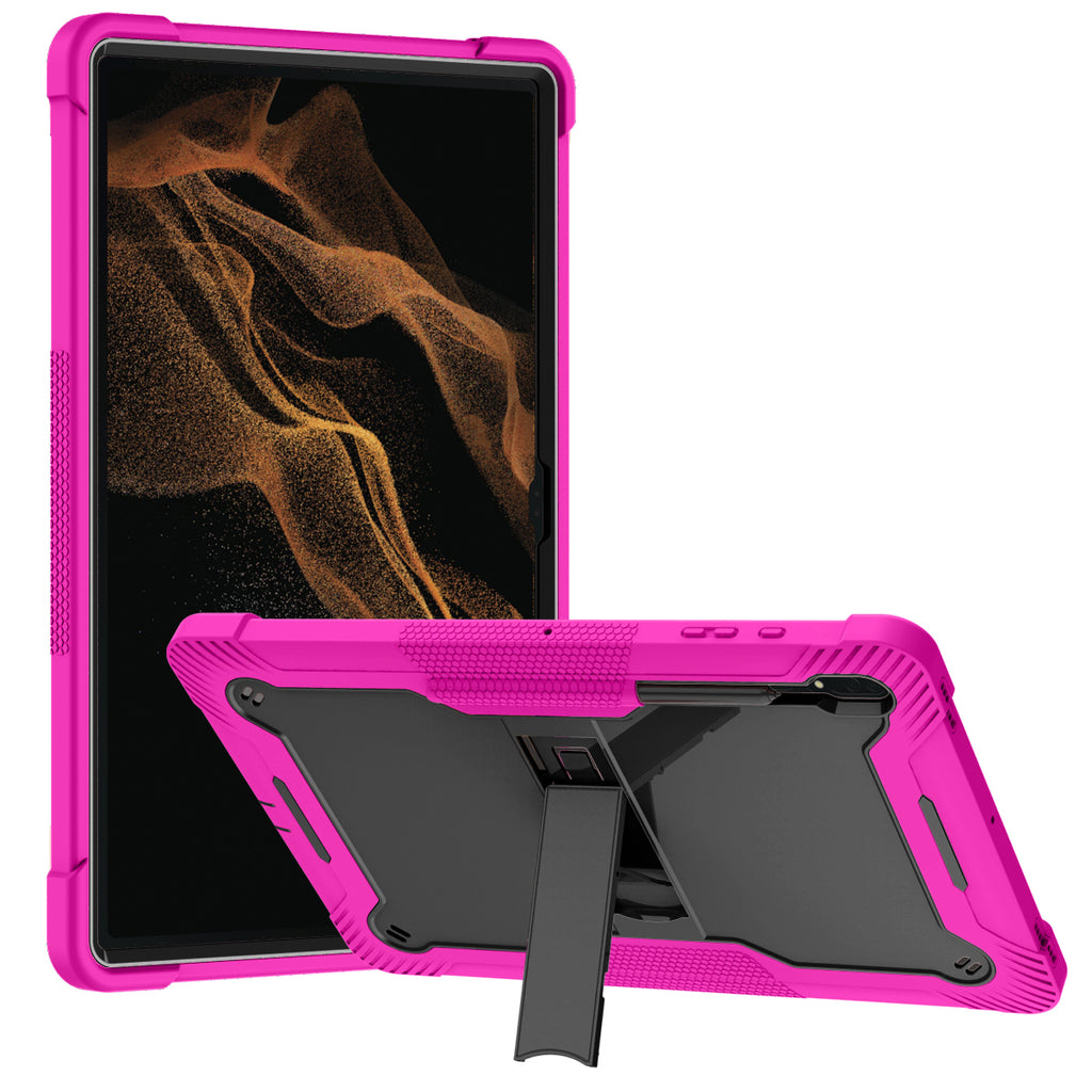 Case for Samsung Galaxy Tab S8 Ultra Tough Tablet Strong with Kickstand Hybrid Heavy Duty High Impact Shockproof Stand Tablet Pink Tablet Cover