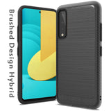 For Apple iPhone 13 Pro (6.1") Slim Thin Hybrid TPU 2-Piece Bumper Shockproof with Brushed Metal Texture Carbon Fiber Hard PC Back  Phone Case Cover