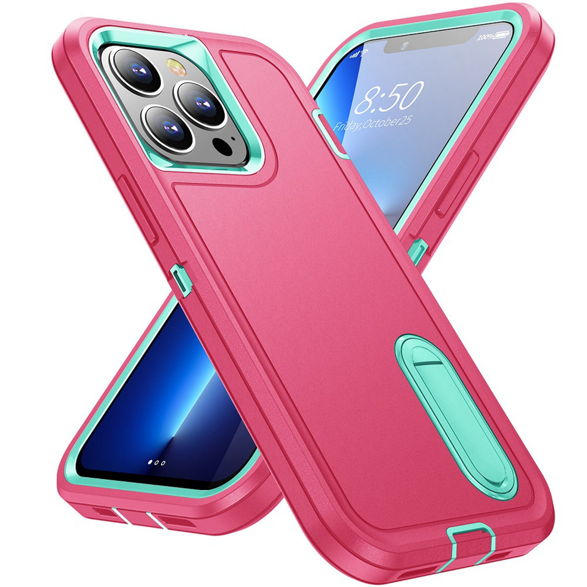 For Apple iPhone 14 Pro Max (6.7") Hybrid 3 Layers Hard Shockproof with Kickstand Heavy Duty TPU Rubber Anti-Drop  Phone Case Cover
