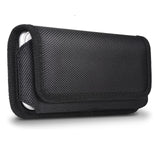 Universal Extra Large Horizontal Belt Clip Holster Rugged Canvas Nylon Fabric Pouch Phone Holder Cover [Elastic Side] with Belt Clip & Loops (Holds Phone Up To 7 Inch) Universal Standard Black