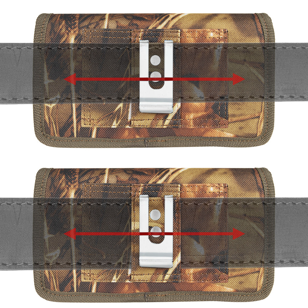 For Samsung Galaxy A22 5G, Boost Celero 5G Universal Horizontal Cell Phone Case Camo Print Holster Carrying Pouch with Belt Clip & 2 Card Slots fit Large Devices 6.3" [Camouflage]