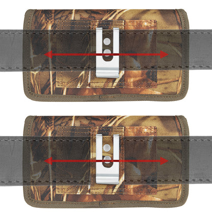 For Samsung Galaxy S21 FE /S21 Fan Edition Universal Horizontal Cell Phone Case Camo Print Holster Carrying Pouch with Belt Clip & 2 Card Slots fit Large Devices 6.3" [Camouflage]