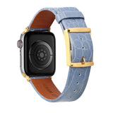 For Apple Watch Size 42/44/45mm Genuine Leather Replacement Band Strap Hybrid Wristbands Design Gold Buckle for iWatch Series 7/SE/6/5/4/3/2/1  Phone Case Cover