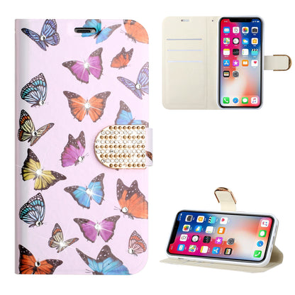 For Motorola Moto G Pure Design Pattern PU Leather Wallet Case 3D Diamond Bling Buckle with Credit Card Slot & Stand Pouch Flip  Phone Case Cover