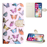 For Apple iPhone 13 / Pro Max Mini Design Pattern PU Leather Wallet Case 3D Diamond Bling Buckle with Credit Card Slot & Stand Pouch Flip  Phone Case Cover