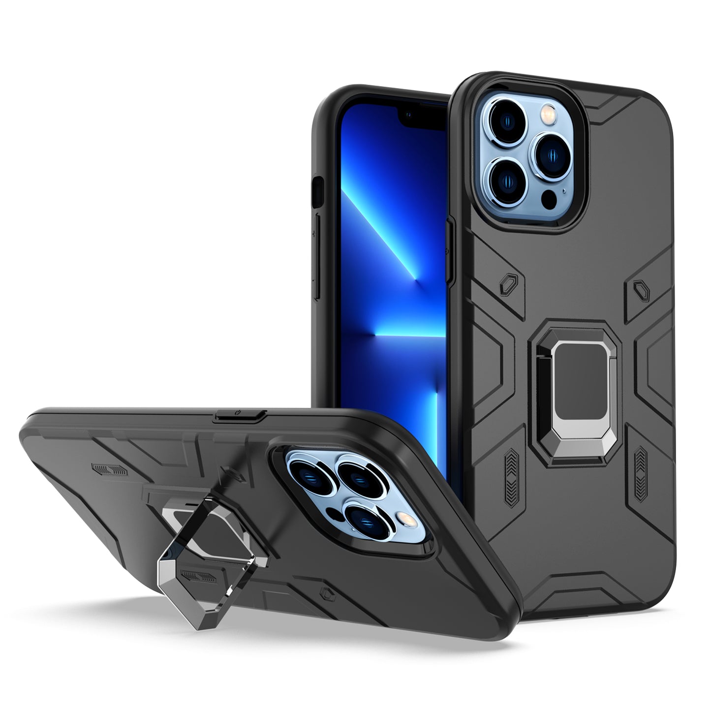 For Samsung Galaxy A03S Slim Thin Rugged Shockproof Hybrid with Magnetic Ring Stand Holder Hard PC Silicone TPU Rubber  Phone Case Cover